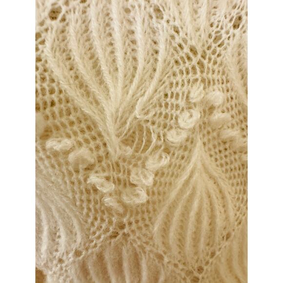 Vintage White Crochet Button Front Long Sleeve Cardigan Sweater Size Large - Picture 9 of 14